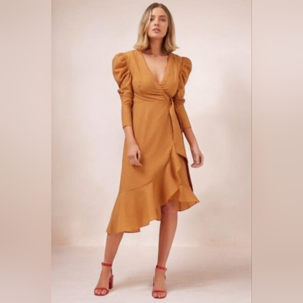 C/MEO Collective Wrap Dress In Red Asymmetrical Hem Size S - Picture 2 of 11